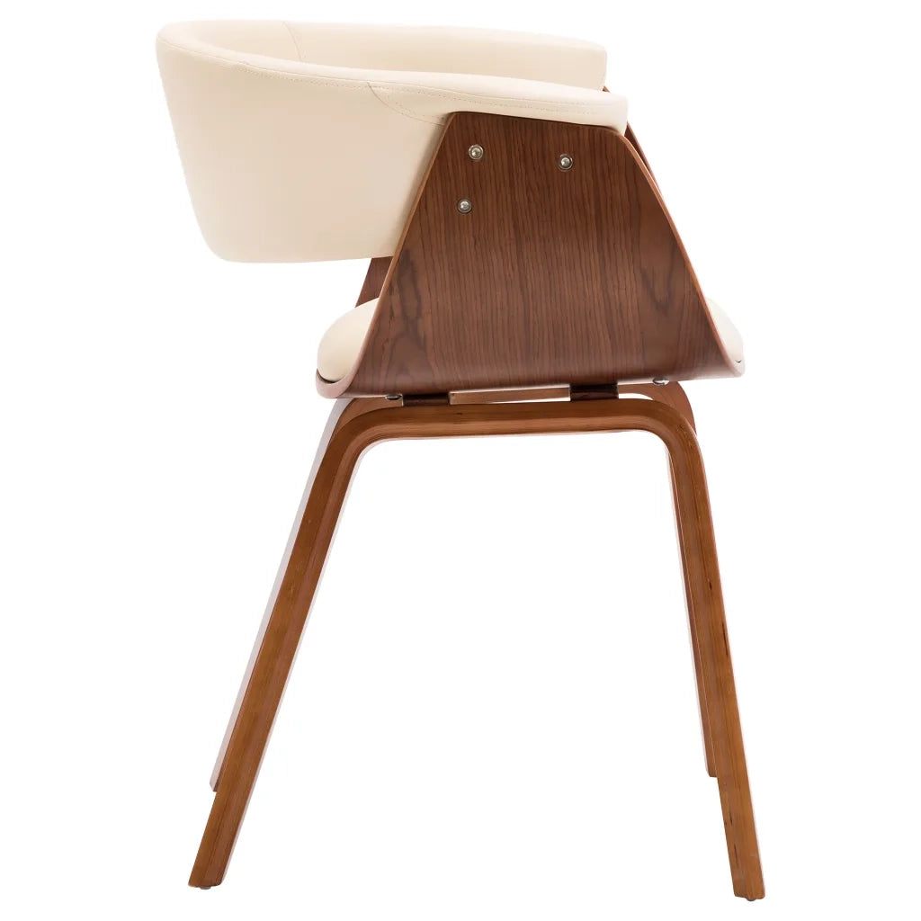 Sedia da Pranzo in Legno Piegato e Similpelle Crema 283128
