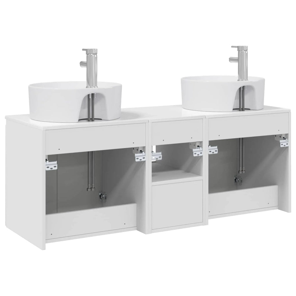 Set di Armadi da Bagno 3 pz Bianco Lucido 49,5 x 44,5 x 65 cm 3405681