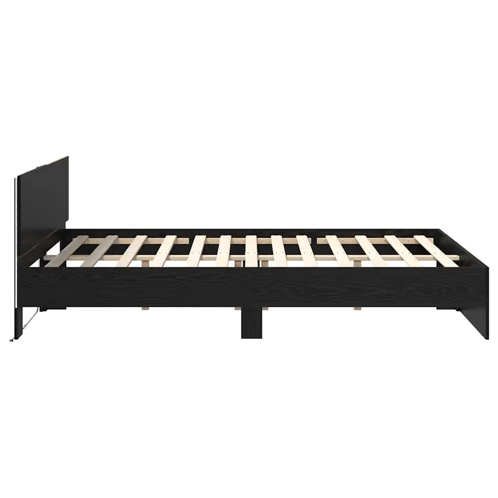 Struttura del letto Rovere Nero 140 x 190 cm Legno multistrato 3403573