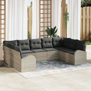 Set Divano da Giardino 9 pcs Grigio chiaro polyrattan