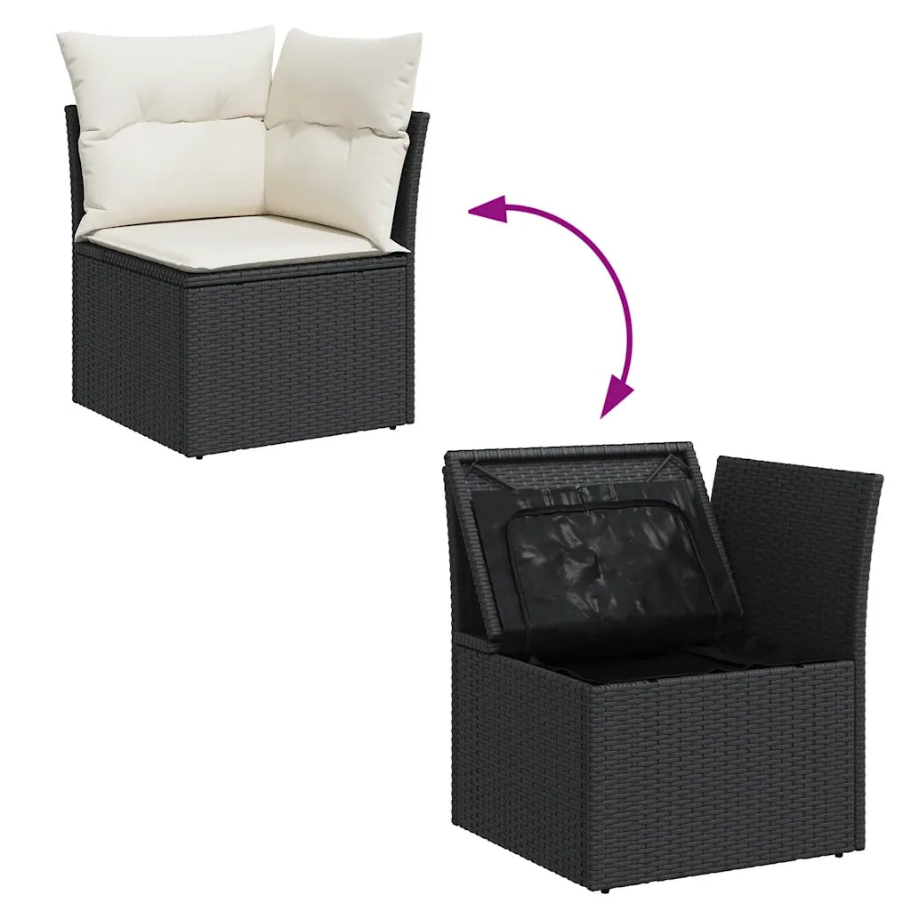 Set Divani da Giardino con Cuscini 7pz Nero Polyrattan 3326891