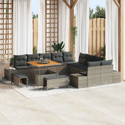 Set Divano da Giardino con cuscino 13 pcs Grigio Poly Rattan