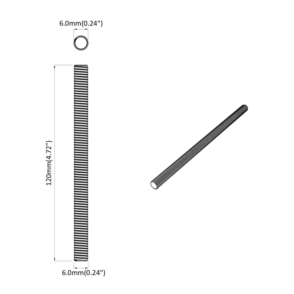 Barre filettate 2 pcs Argento M6 x 120 mm Metallo 864445
