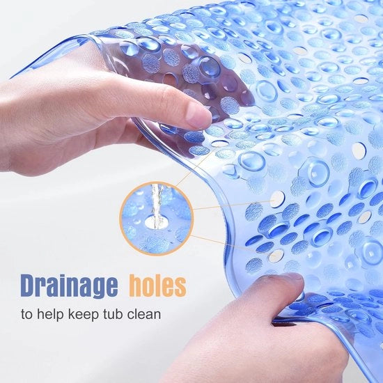 Matte antiscivolo ovale per doccia 69 x 39 cm - Antibatterico - Antimuffa - Mat di doccia con funzione massaggiante - Adatto per la zona della doccia