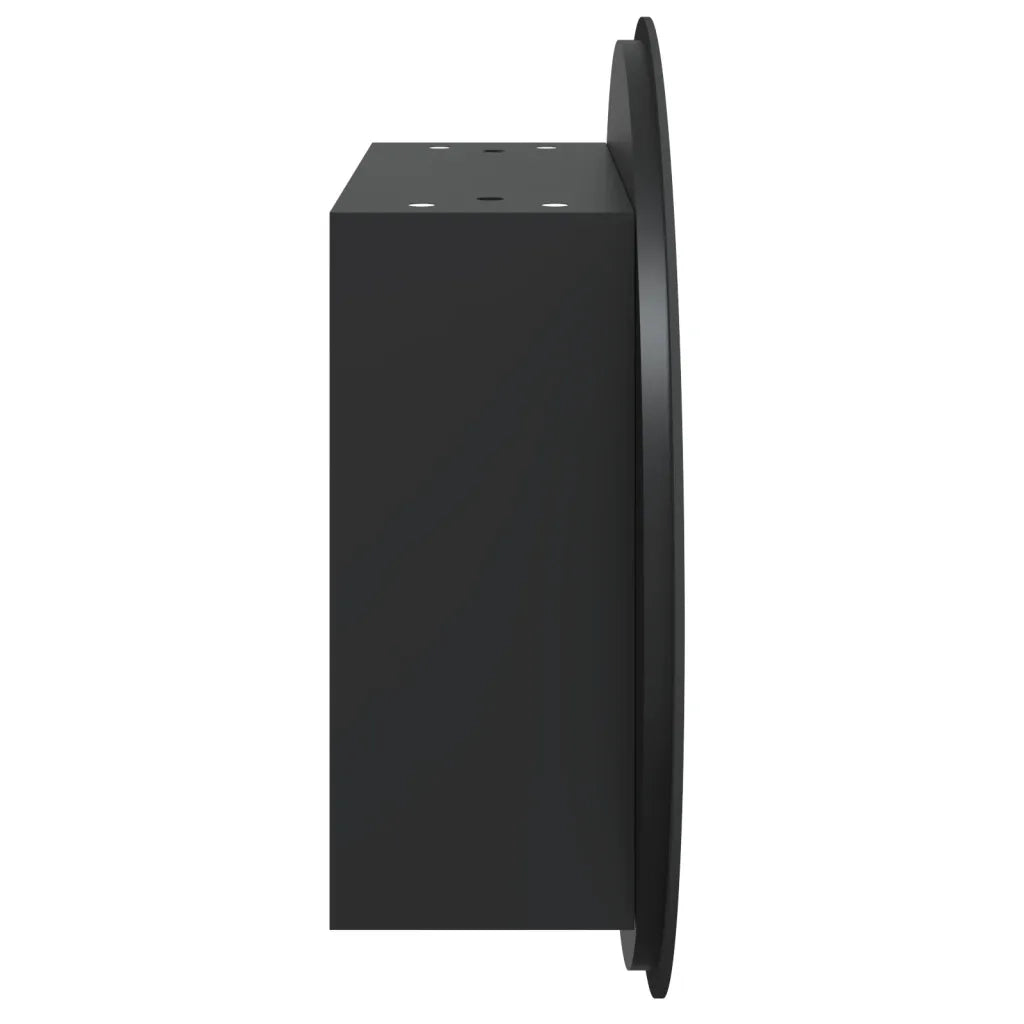Armadio da Bagno con Specchio Rotondo e LED-Mobiletto a specchio Nero 40x40x17,5cm