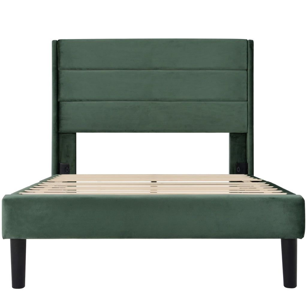 letto imbottito velluto verde 90 x 200 cm