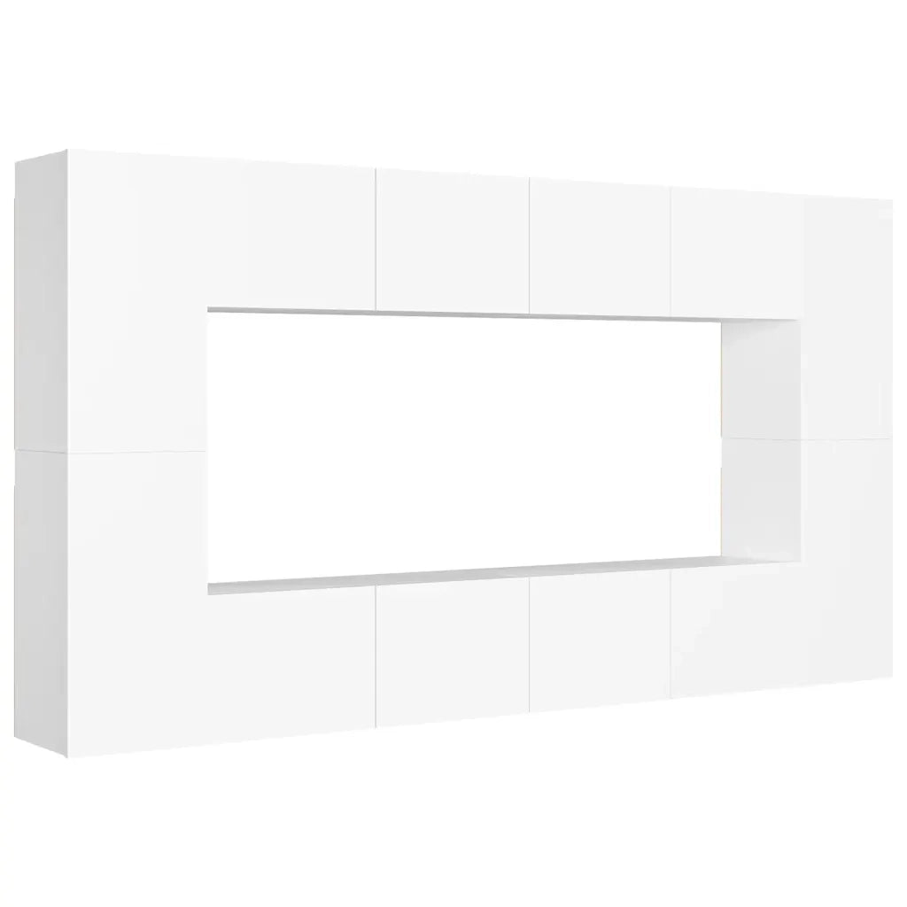 Set Mobili Porta TV 8 pz | Armadietto TV | Mobile Porta TV Bianco in Legno Multistrato