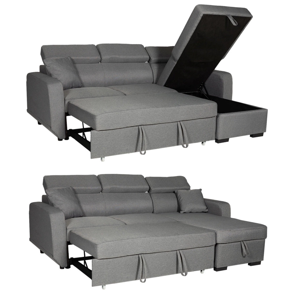 Divano trasformabile WARREN 3 posti grigio