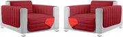 Coppia Set 2 Pezzi Copripoltrona Universale Imbottito Morbido Double Face Elegante Rosso