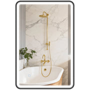 Specchio bagno LED 90x60cm ¨C Xylo ¨C illuminazione parete anti-appannamento 3 colori dimmerabile nero