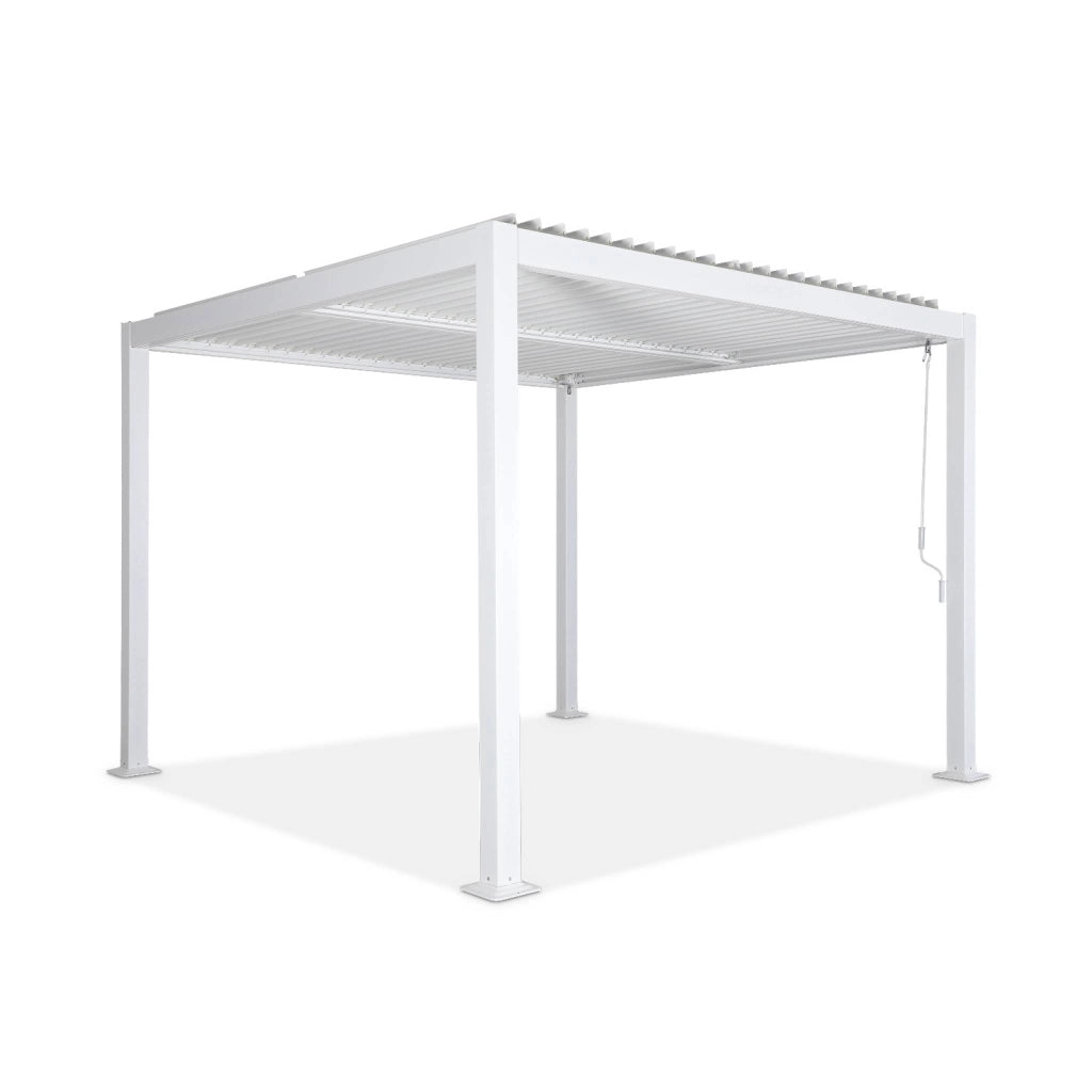 Pergola bioclimatica 3x3m in alluminio e acciaio, lamelle orientabili,