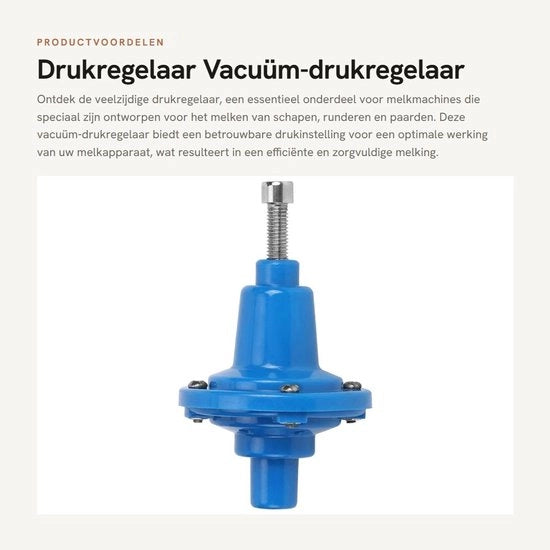 Regolatore di pressione 50-3000 l/min - Regolatore di pressione per aspirazione - Valvola di regolazione di pressione - Componente per macchina per il latte - Resistente alla corrosione - Facile da installare - Valvola di regolazione di pressione