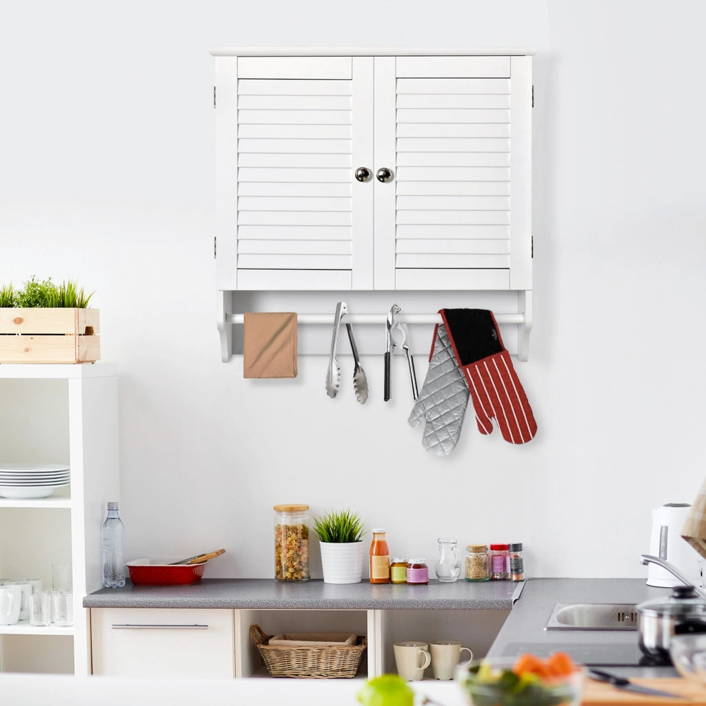 Armadietto da Bagno Sospeso con 2 Ante ¨C zephmum ¨C Bianco 60x23x60 cm