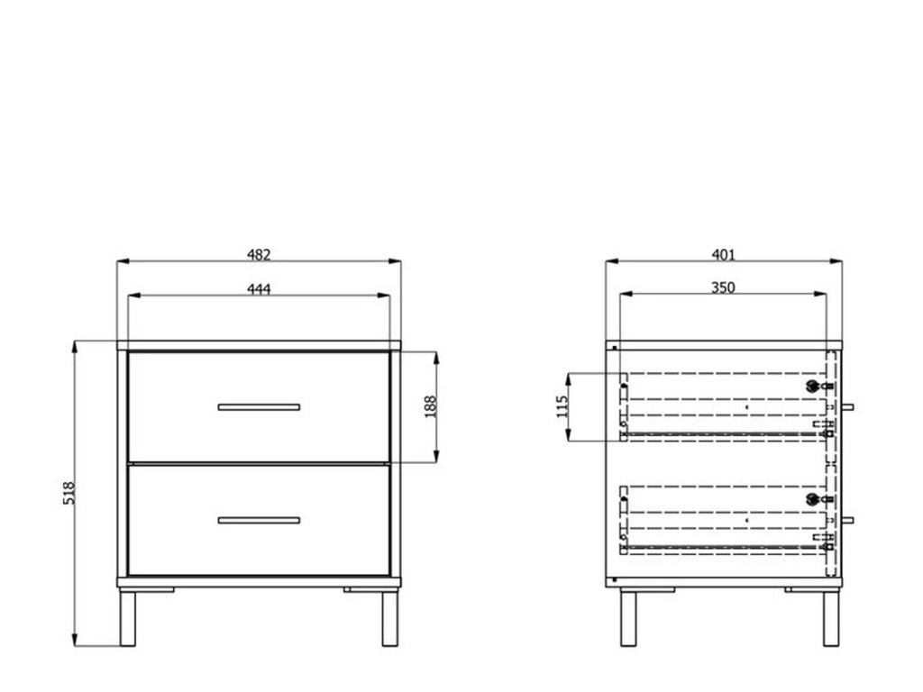 Clanezzo, Comodino un Ripiano, 48x40x52h cm Bianco