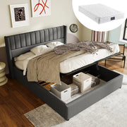 letto imbottito lino grigio 140x200 cm