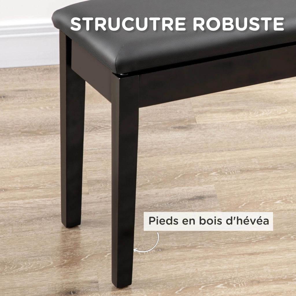 Panca per Pianoforte ¨C Xylo ¨C Seduta Imbottita Rivestimento Sintetico Legno Massello Nero 75x35x49