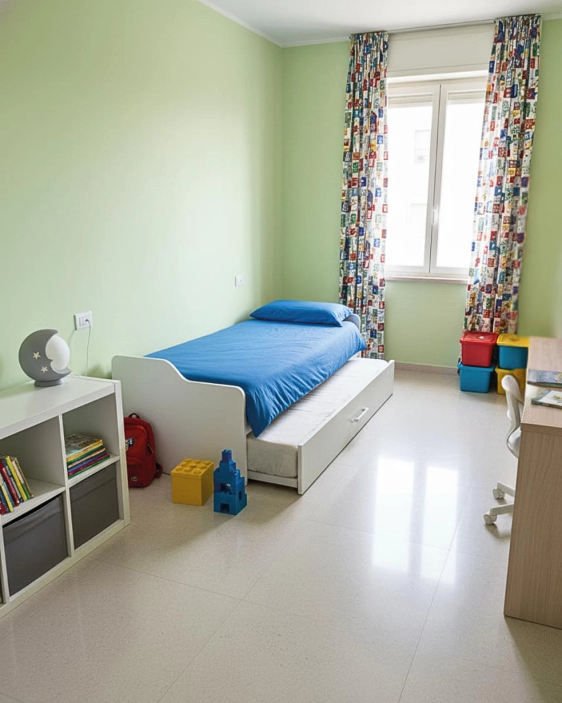 Letto attrezzato Jonny - Letto salvaspazio moderno per cameretta - Struttura bianco - Letto estraibile inferiore - Rete a doghe inclusa e materassi esclusi_