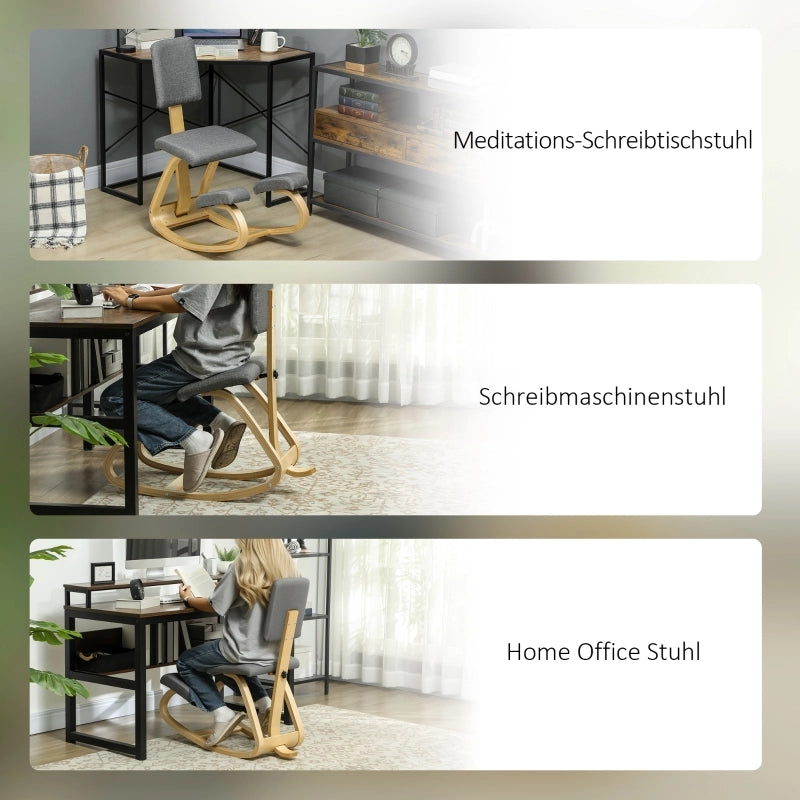 Sedia ergonomica inginocchiata, sgabello inginocchiato, sedia per la salute per casa, ufficio, meditazione, grigia