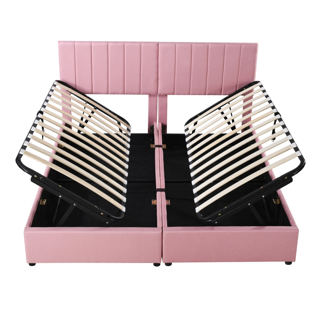 letto imbottito lino rosa 180 x 200 cm