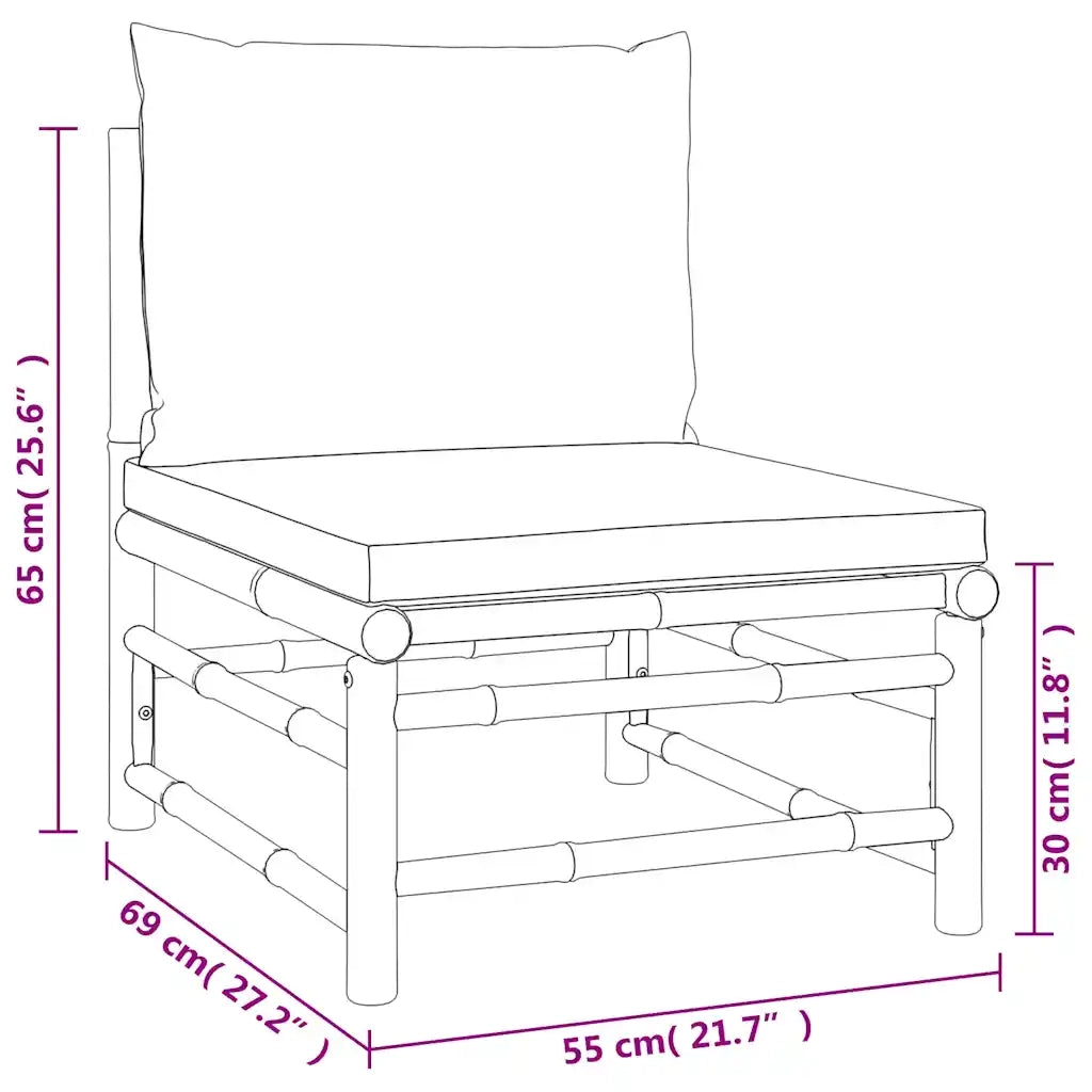 Set Salotto da Giardino 2pz | Set di Mobili da Esterno con Cuscini Verdi Bamb¨´