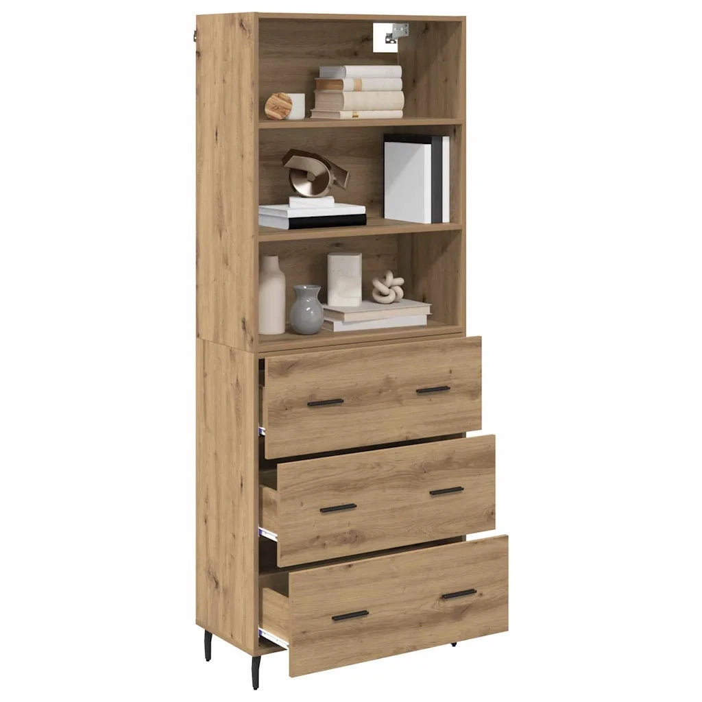 Credenza | Madia | Buffet da pranzo | Armadio da pranzo con cassetto Rovere artigianale 69,5 x 34 x 180 cm