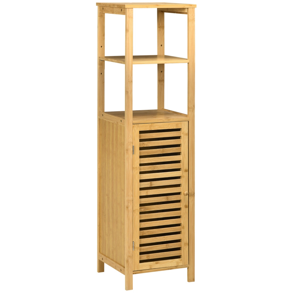 ARMADIO BAGNO 32,9x29,9x120 cm Bambù Naturale con 2 Ripiani Aperti