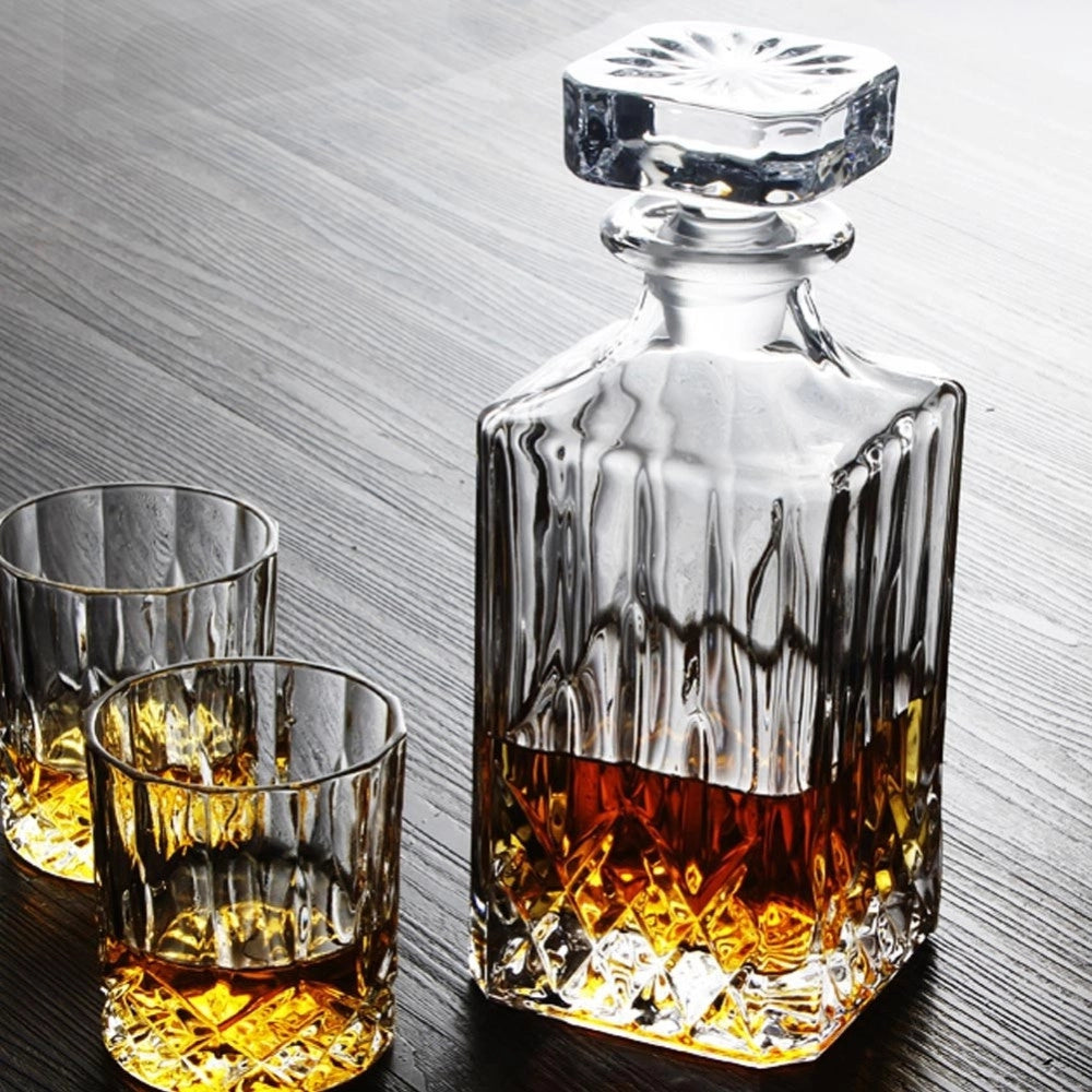 Trade Shop - Bottiglia Vintage Per Liquore Wiskey Cognac Scotch In Vetro Con Tappo 9x23cm -