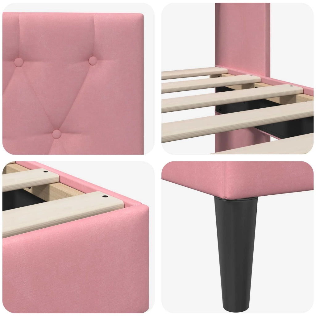Struttura del letto con testiera-Giroletto Rosa 100 x 200 cm Velluto 958788