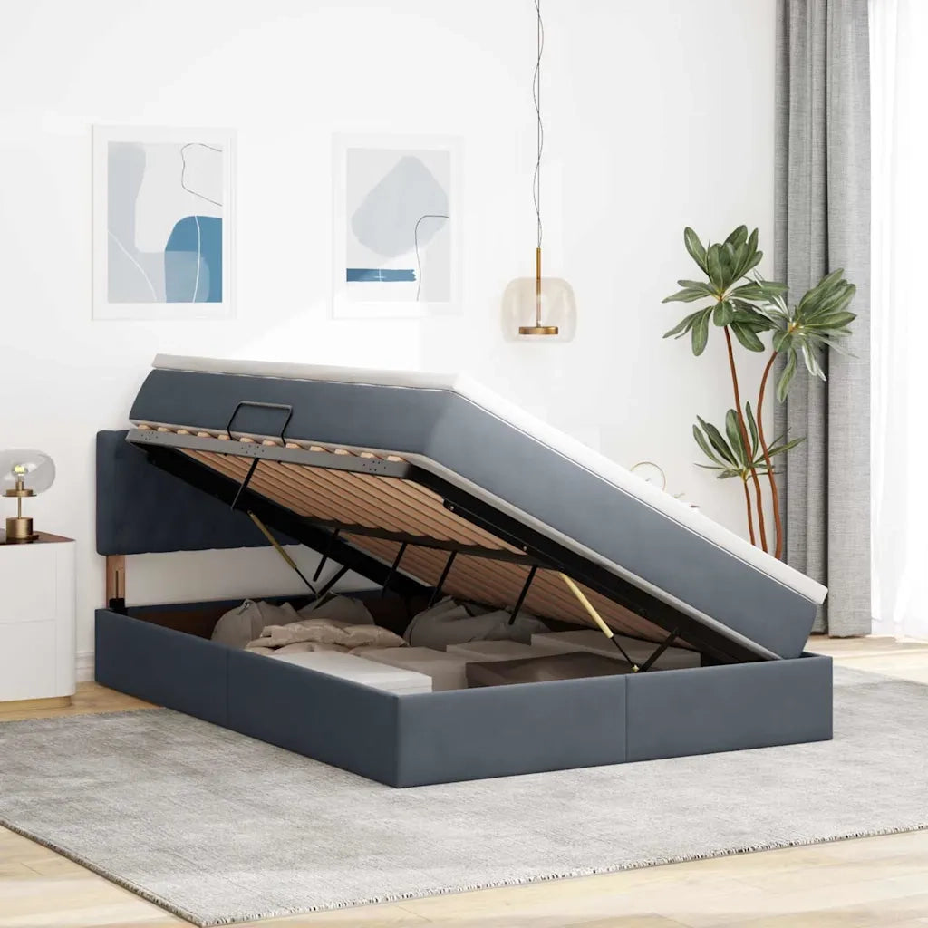 Letto con Contenitore Grigio scuro 140 x 200 cm Velluto 3370822