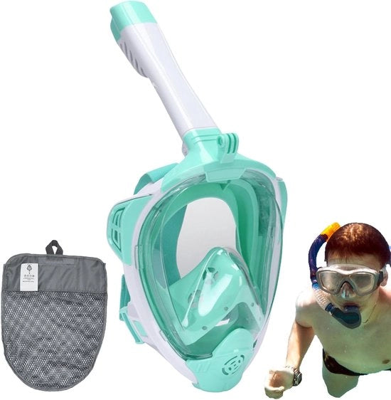 Visore da immersione 180° con tecnologia anti-fog - impermeabile - universale - adatto per snorkeling e nuoto - verdura