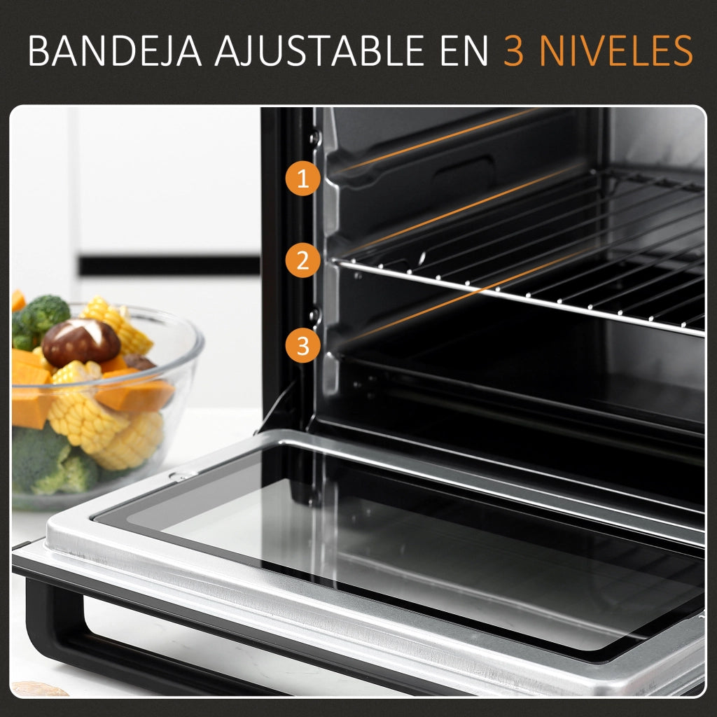 Forno Elettrico da Tavolo 32L 1600W ¨C Xylo ¨C 3 Modalit¨¤ Calore Timer Temperatura Regolabile 52x38x34cm Nero