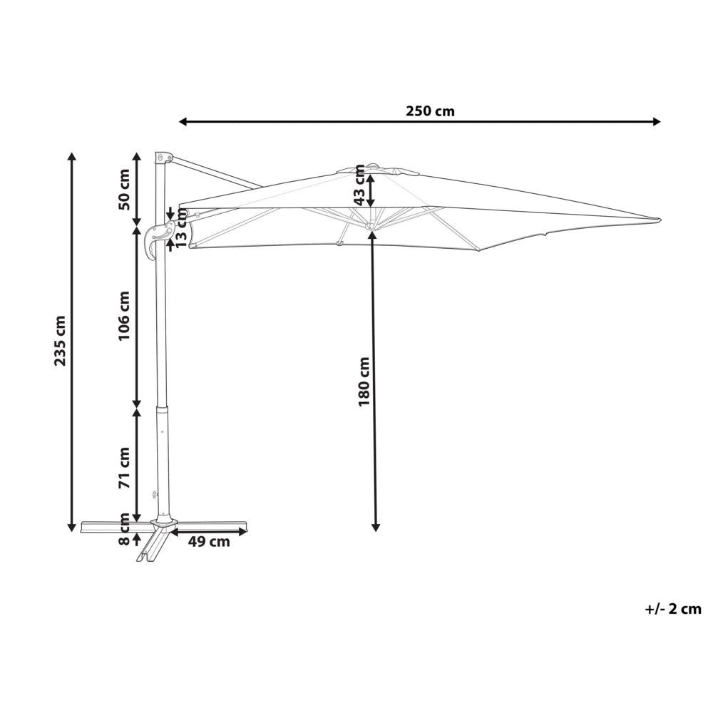 Ombrellone da giardino bordeaux baldacchino palo in acciaio Nero 235 cm a sbalzo resistente agli agenti atmosferici con meccanismo a manovella