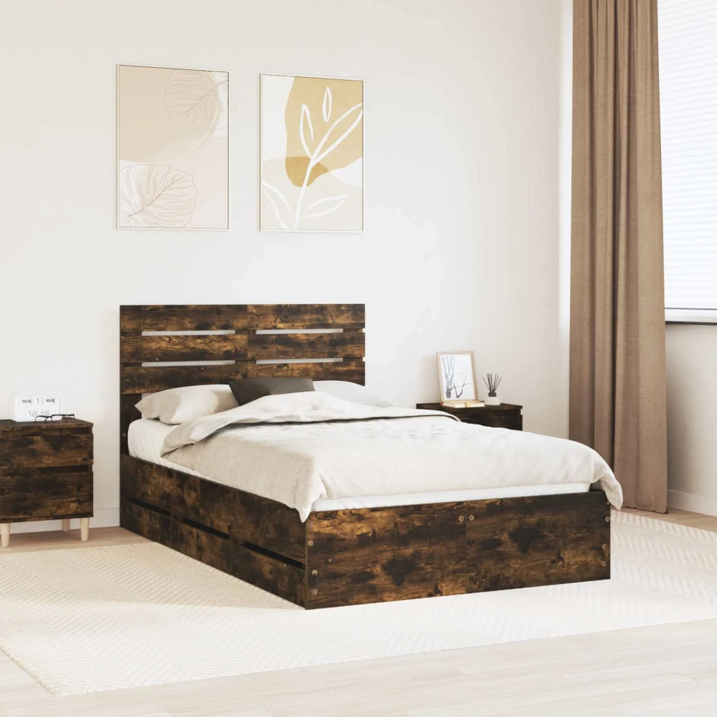 Struttura del letto con cassetto Rovere fumé 120 x 190 cm 3411522