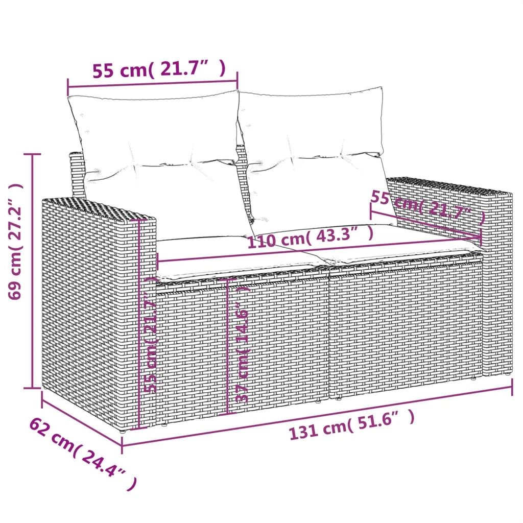 Set Divani da Giardino con Cuscini 7pz Nero Polyrattan 3219006