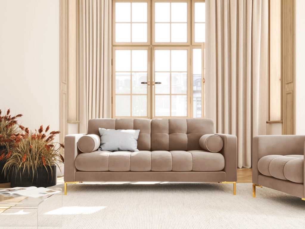 Cosmopolitan Design - Divano "Bali" 2 posti in velluto beige 