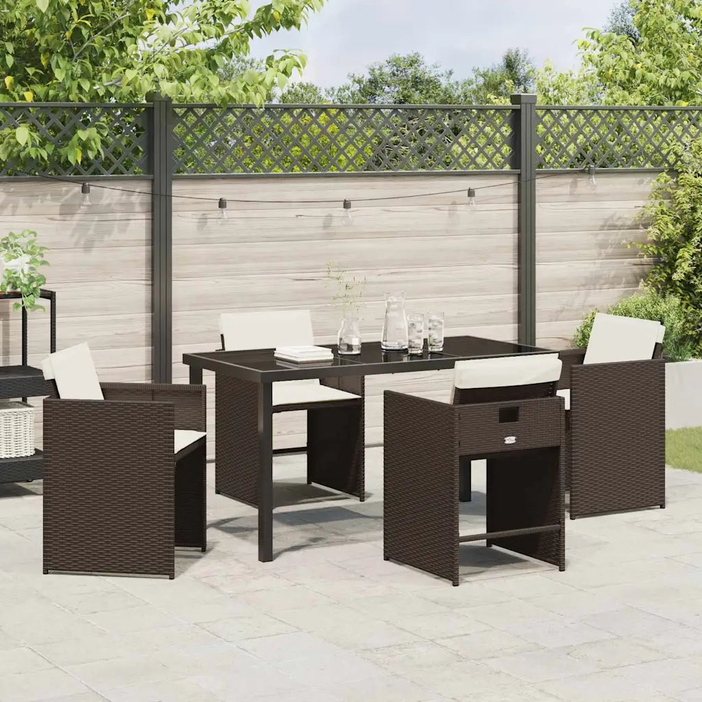 Set da Pranzo per Giardino 5 pcs Marrone polyrattan 3380698