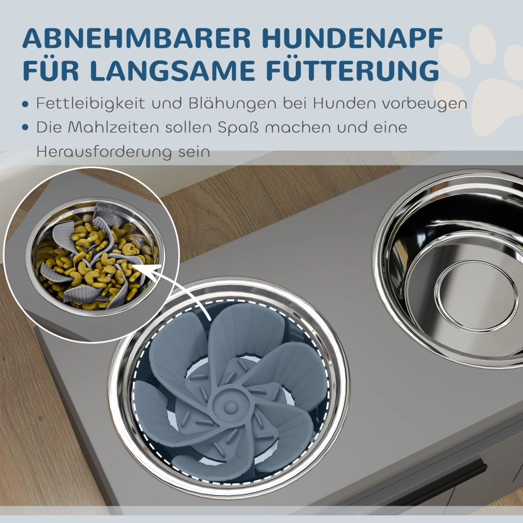 Stazione di alimentazione per cani ¨C zephmum ¨C Grigio, MDF, Acciaio Inox
