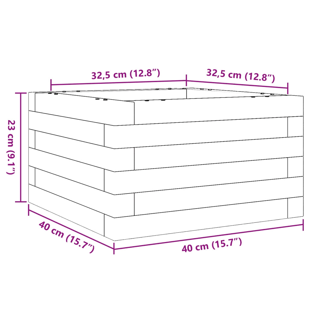 Fioriera da Giardino Bianca 40x40x23 cm Legno Massello di Pino 847179