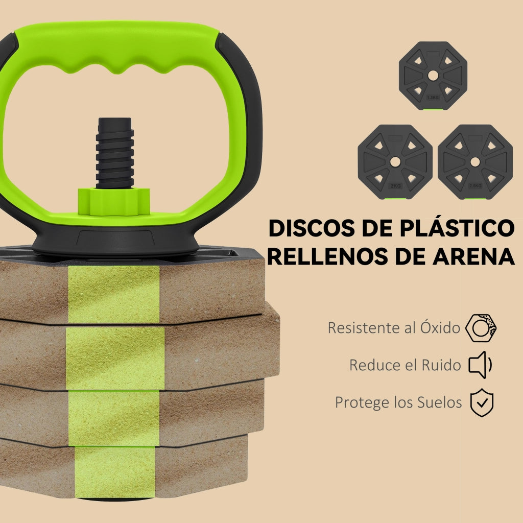 Set di manubri regolabili 25 kg ¨C Minimal ¨C 6 in 1 kettlebell barra manubri