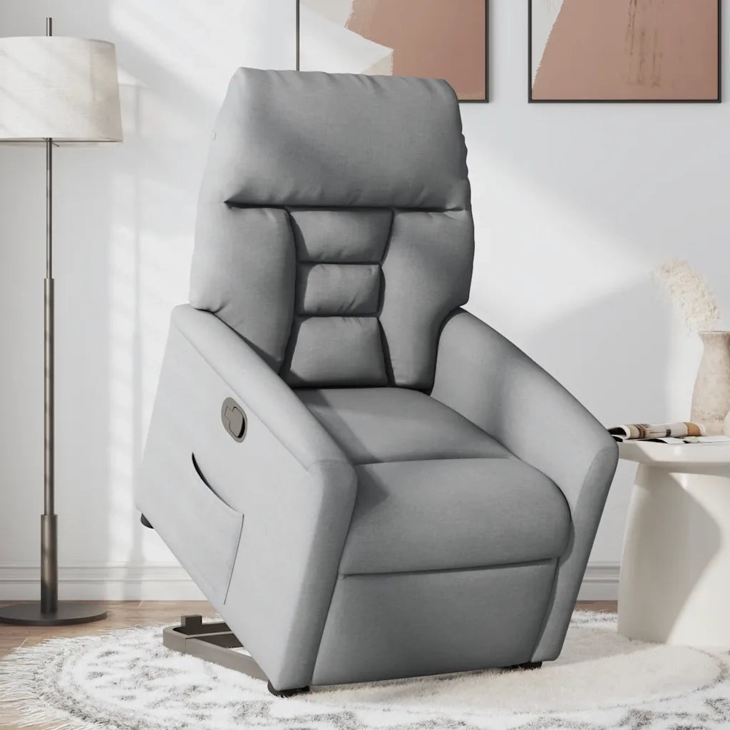 Poltrona Alzapersona Reclinabile Grigio Chiaro in Tessuto 3303032