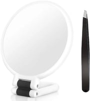 Specchio portatile 30x - specchio a muro con manico - specchio a doppia faccia con 30x/1x ingrandimento - specchio cosmetico pieghevole e trasportabile per viaggi - necessario per una precisione nella cura della pelle - Bianco