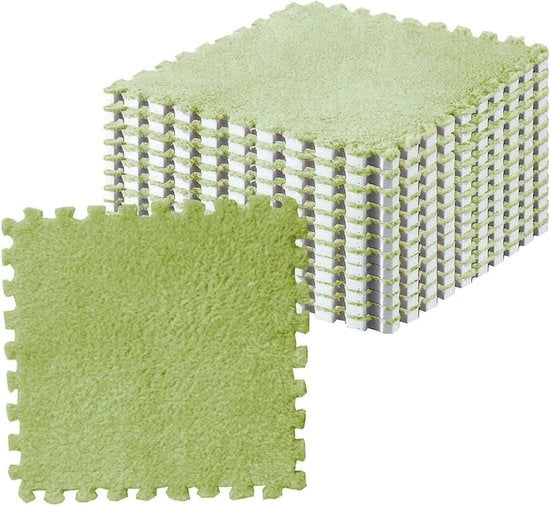 Tappetino di Puzzoli 10 pezzi con Piuma - Scivoli Antislip morbidi - Tappeto per Camera da Bambino - Comodo e Sicuro - Facile da Installare