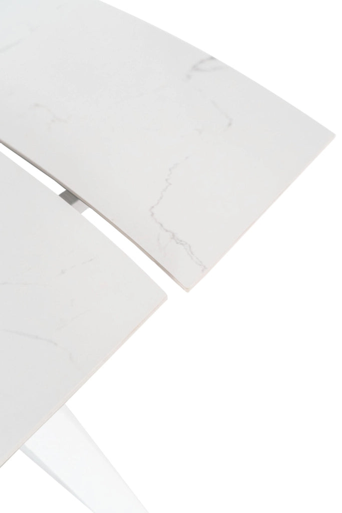Tavolo Allungabile Nicolas con Piano in Sintered Stone Effetto Marmo Calacatta e Struttura in Metallo Bianco 140/200x90 cm - Nicolas