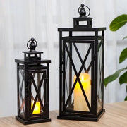 Set di Lanterne a Olio Metalliche da Esterno e Interno da 2 pezzi