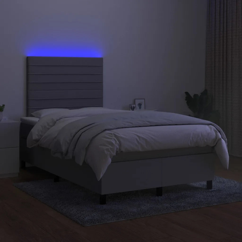 Letto a Molle Materasso e LED Grigio Chiaro 120x200 cm Tessuto 3134941