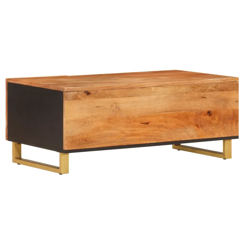 Tavolino da Salotto-Tavolino da soggiorno-Tavolo Marrone e Nero 100x54x40 cm Legno di Mango