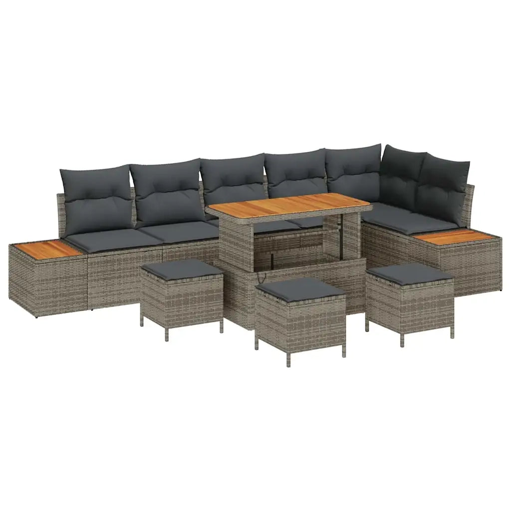 Set Divano da Giardino 10 pcs Grigio polyrattan