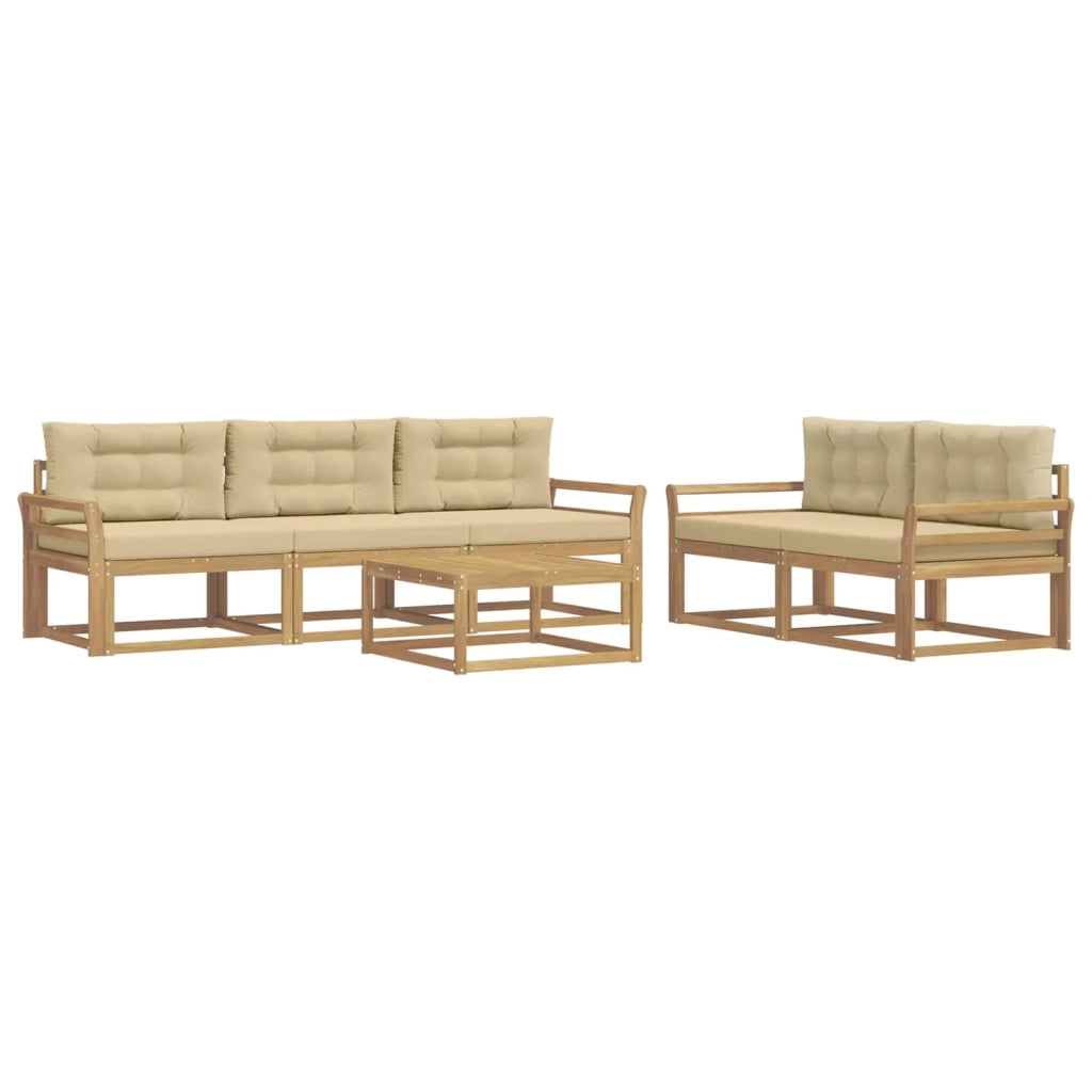 Set di divani da esterno 6 pz Bianco e Beige 3386062