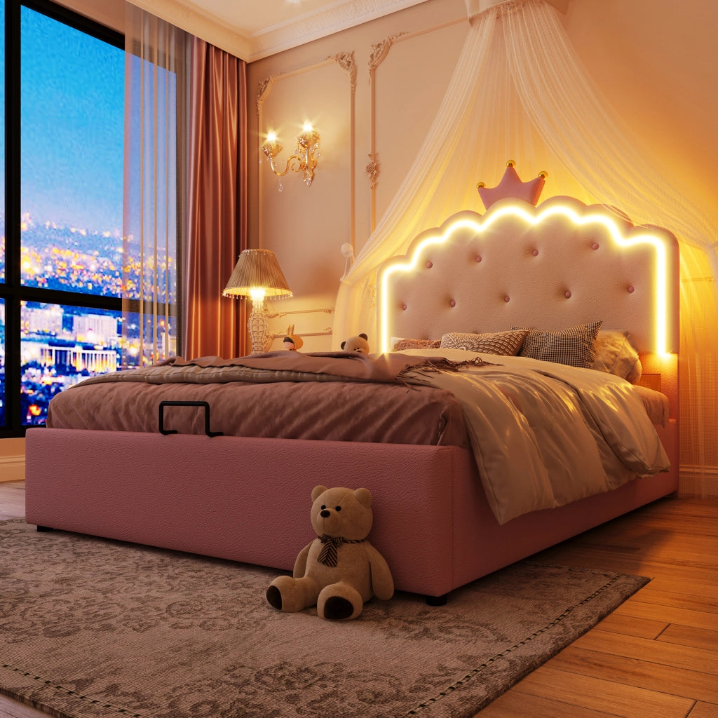 letto imbottito pu rosa 140 x 200 cm