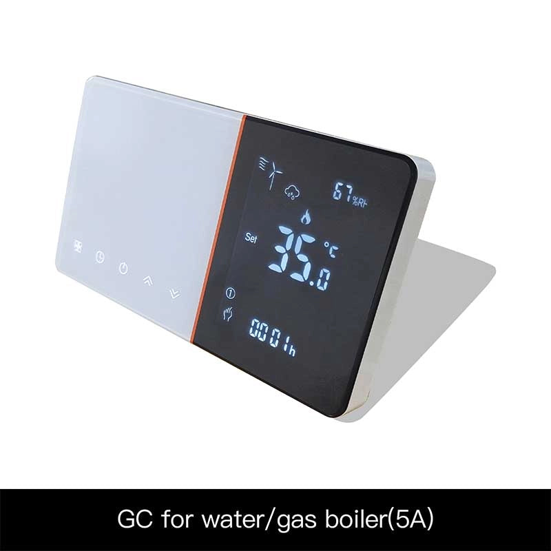 Termostato WIFI Con Meteo Protocollo WIFI 2.4G TUYA, Smart Life Rettangolare Compatibile Con Scatola 502 e 503 Riscaldamento Caldaia a Gas Bianco / Nero 5A 95-240V IP20